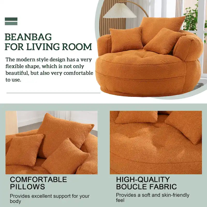 Round Lazy Sofa Chair ¨C White/Blue/Grey/Yellow/Orange/Rose Red/Navy/Green, Single & Couple Seat