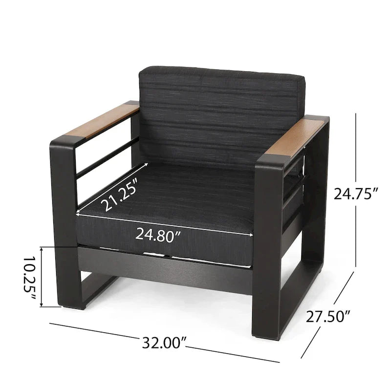 Ensemble de conversation d’extérieur en aluminium pour 7 personnes Giovanna avec brasero, par Christopher Knight Home