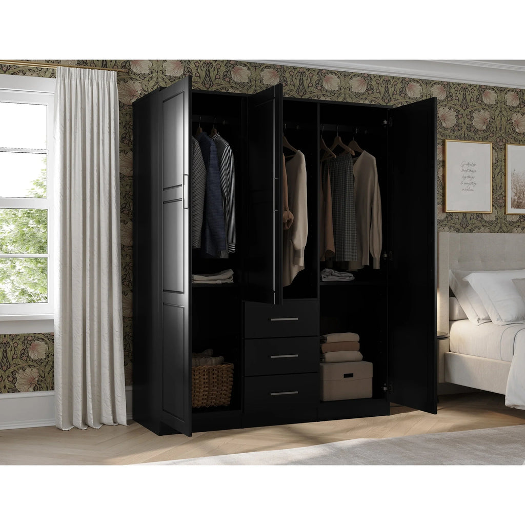 Guarda-roupa Cosmo Palace Imports com 3 portas, 100% madeira maciça, com portas de madeira maciça ou espelhadas