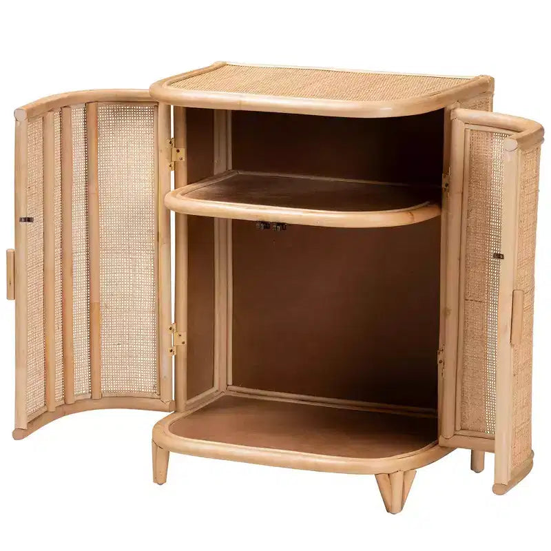 bali & pari Yanka natuurlijke rotan opbergkast, naturel: handgemaakt, 2 planken, bohemian design