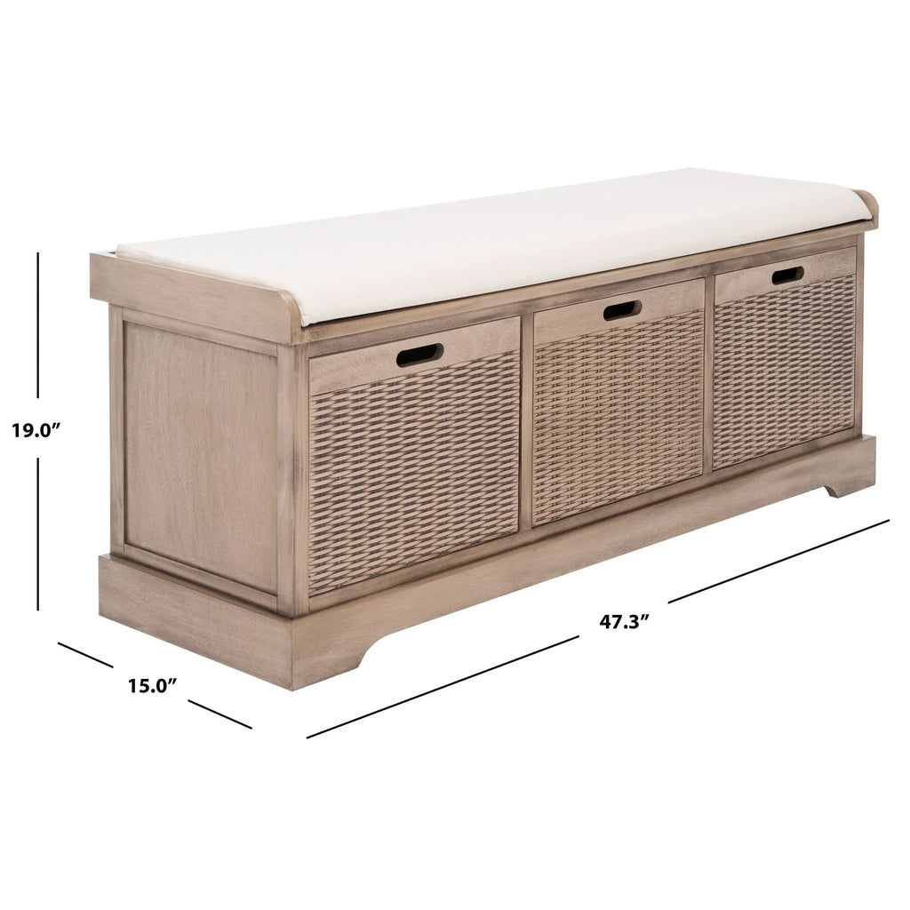 Panca contenitore SAFAVIEH Fiorello con 3 cassetti e cuscino - 47.3 W x 15 L x 19 H - 47Wx15Dx19H