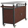 Chariot de barbecue extérieur avec plateau en acier inoxydable (tabouret non inclus)
