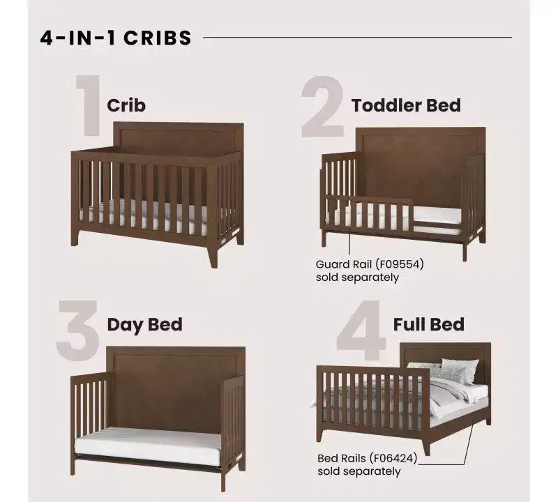 Conjunto de quarto infantil Child Craft Kieran com berço, cómoda dupla e arca, de 3 peças, inclui berço convertível 4 em 1, cómoda e arca