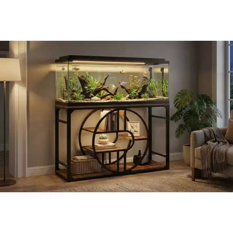 Support métallique pour aquarium de 55 à 75 gallons, support robuste pour aquarium avec armoire de rangement, support pour aquarium à plusieurs niveaux avec pieds renforcés, convient