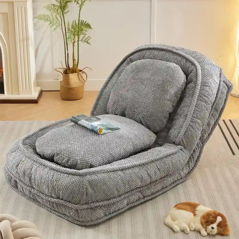 Fauteuil-canapé relax, 5 positions réglables, s’assoit, dort, se plie, idéal pour la chambre ou le salon