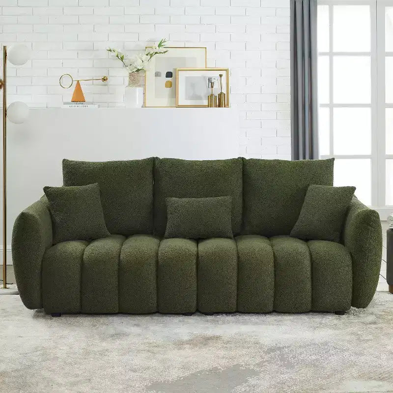 Divano moderno GDFStudio Alanna da 79,5 pollici, a 3 posti, rivestito in tessuto teddy con cuscini