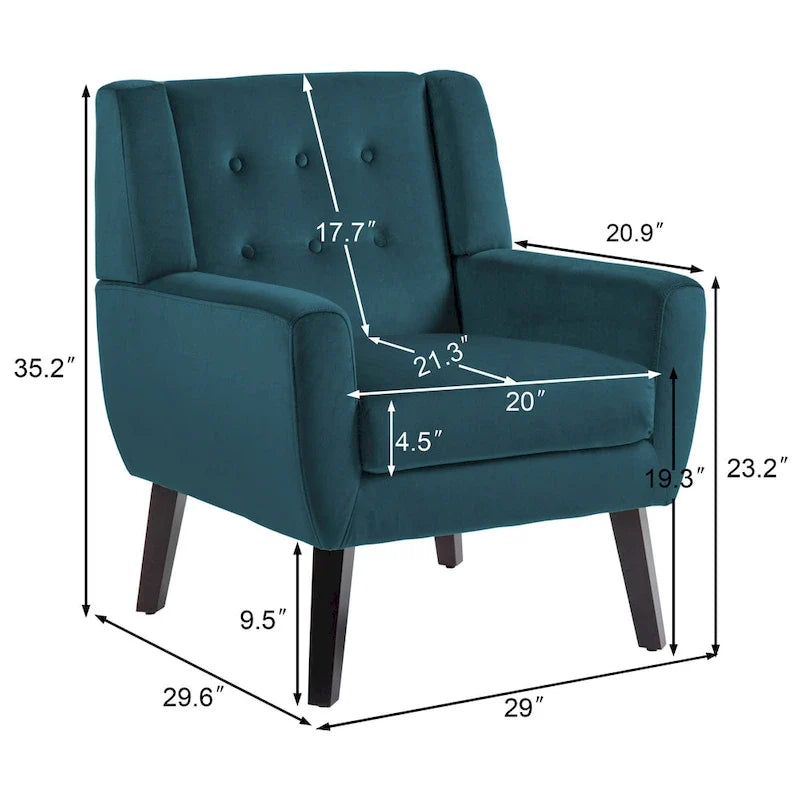 Set aus 2 samtbezogenen Akzentstühlen mit Armlehnen für das Wohnzimmer