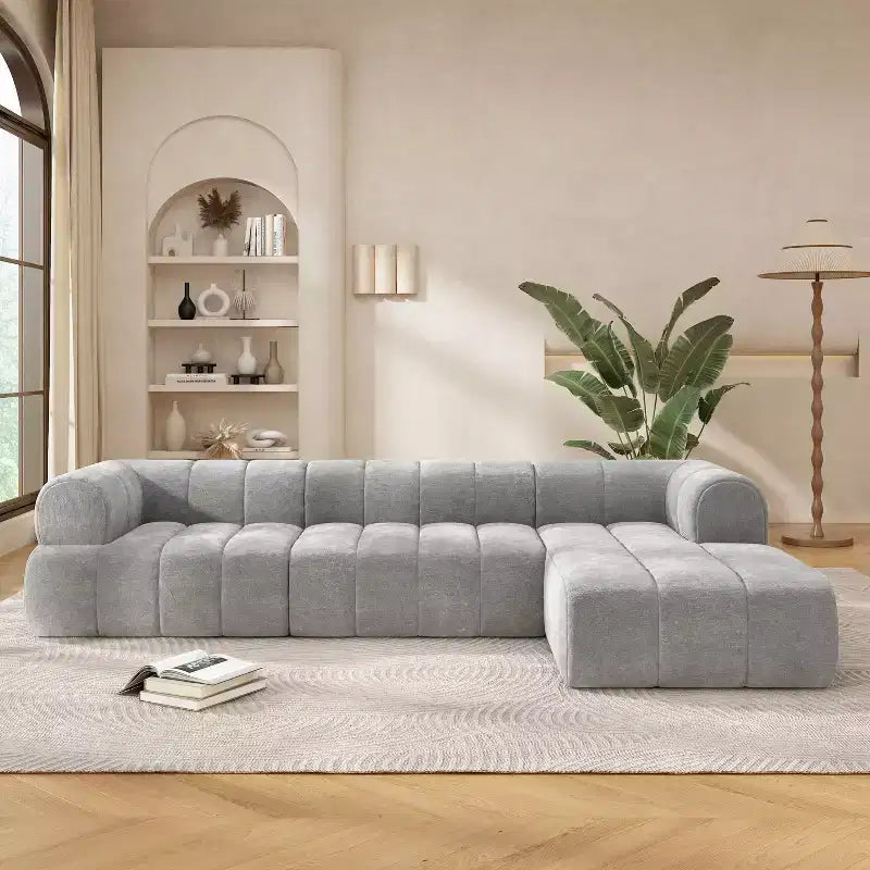 Christopher Knight Home Keri 122 Modern L-Shaped High-Density Foam Sectional Sofa with Low Backrest