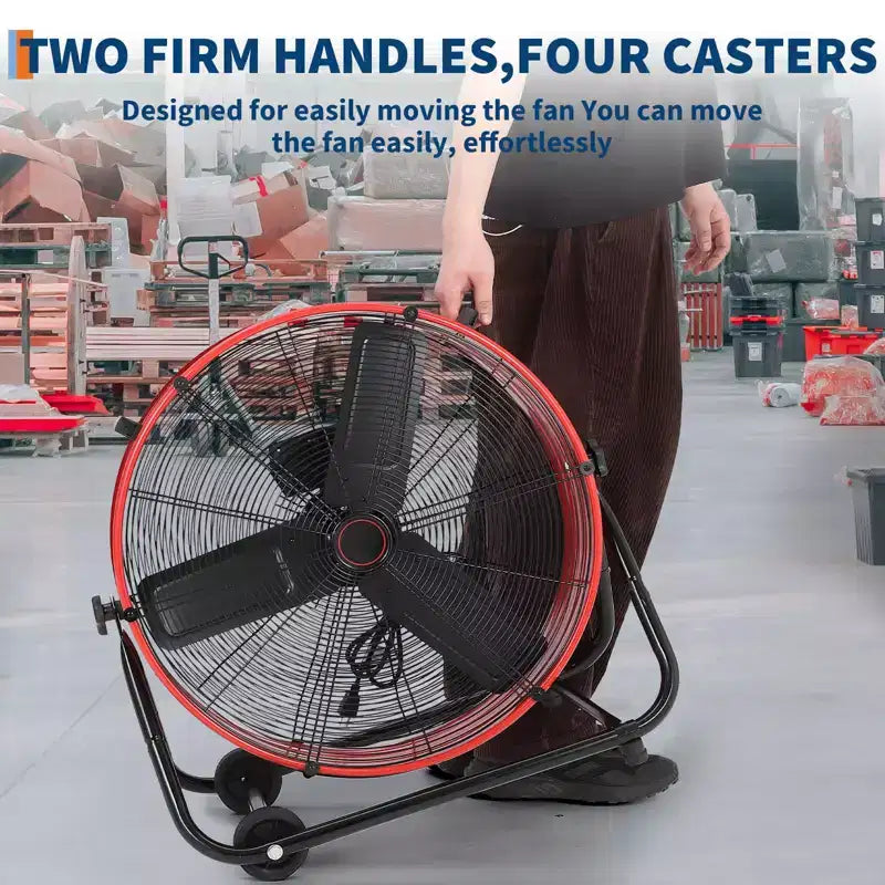 Bodenventilator, Industrieventilator – 24-Zoll-Hochleistungs-Trommelventilator mit 4 Geschwindigkeiten, Metall-Luftumwälzer für Lager, Werkstatt, Garage, Fabrik und Keller
