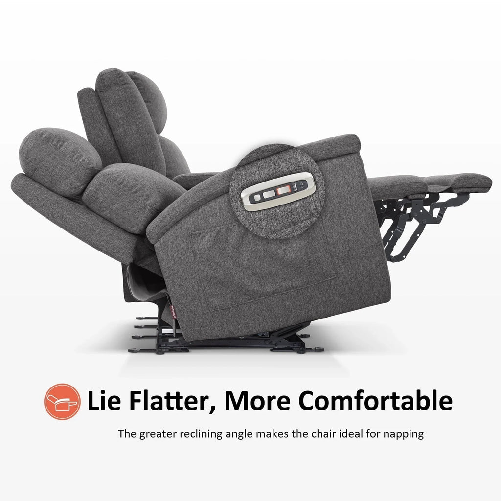 MCombo 60.2 elektrisches 2-Sitzer-Sofa mit Relaxfunktion, Massage und zweifacher Wärmefunktion, verstellbarer Kopfstütze, USB- und Typ-C-Anschluss, Stoff