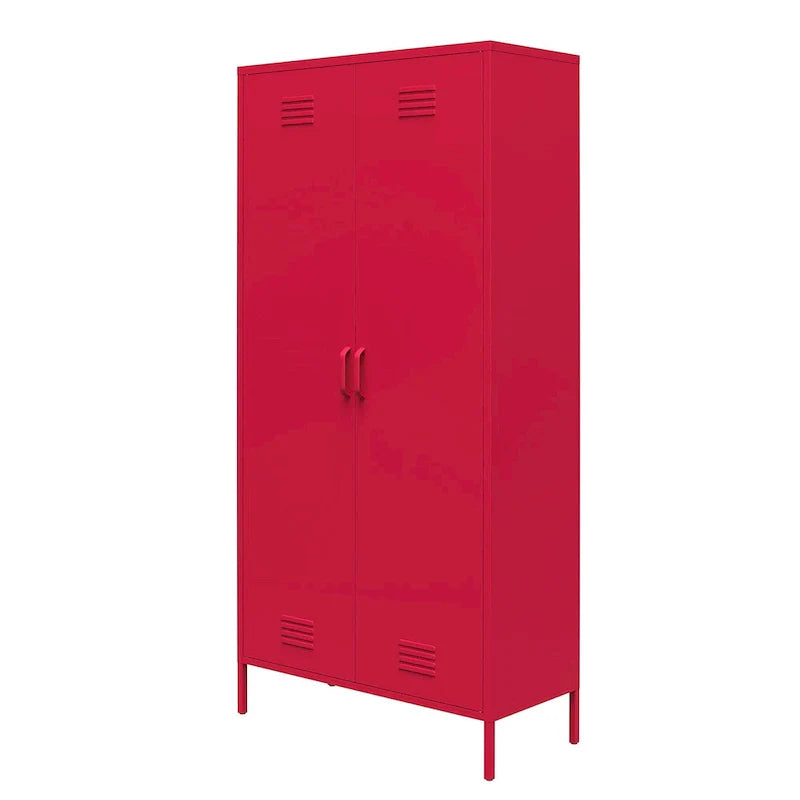 Armadietto metallico alto a 2 ante arancione/rosa, per 1 persona