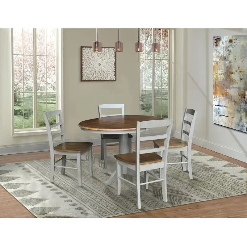 36 Round Extension Dining Table With 4 Madrid Chairs