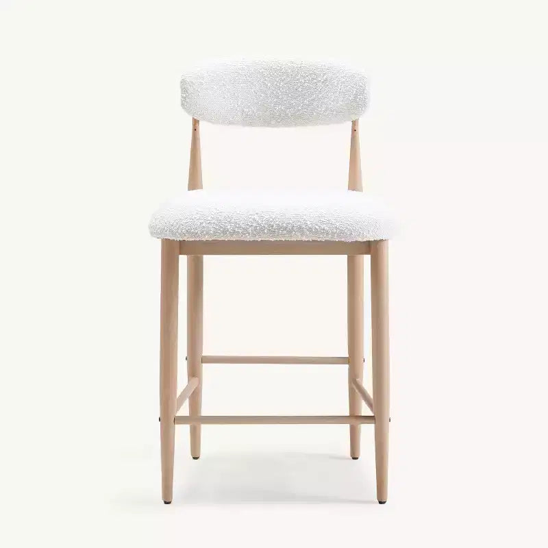 Bouclé-Barhocker ohne Armlehnen, 4er-Set, mit Metallbeinen in Holzoptik für Küche, Wohnzimmer, Restaurant oder Café – Morden Fort