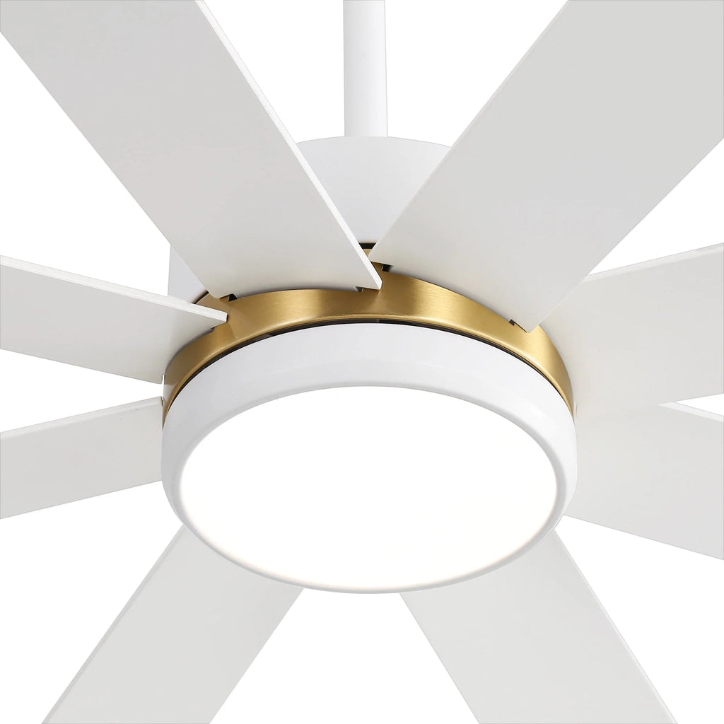 Ventilateur de plafond noir de 65 po à 8 pales avec lumière et télécommande