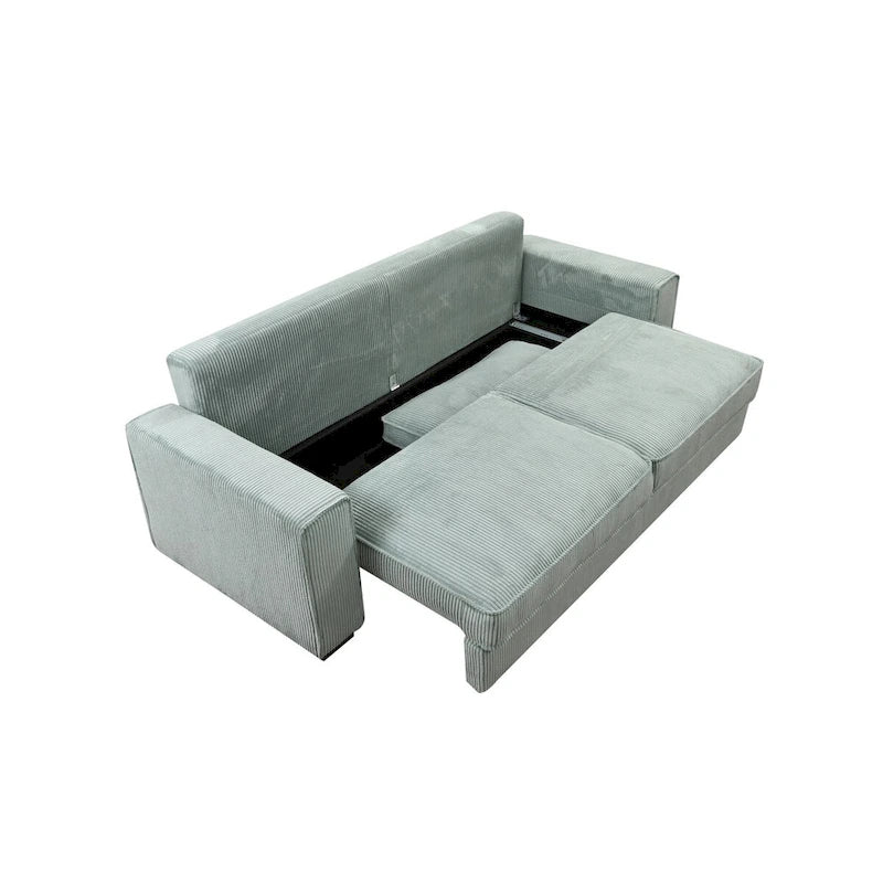 Roomfitters grote slaapbank met opbergruimte, modern 3-zitsbankmeubel met gestoffeerde rugleuning voor kleine ruimtes