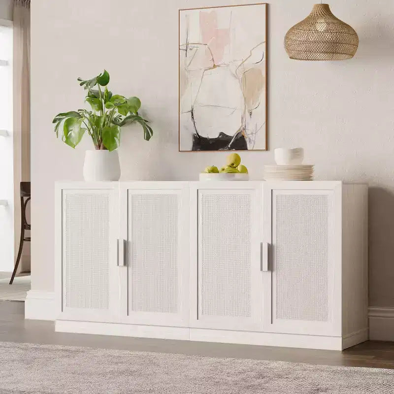 Set van 3 opbergkasten met rotandeuren en verstelbare planken - 93Lx31H