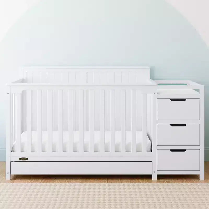 Lit bébé convertible 5-en-1 et table à langer avec tiroir