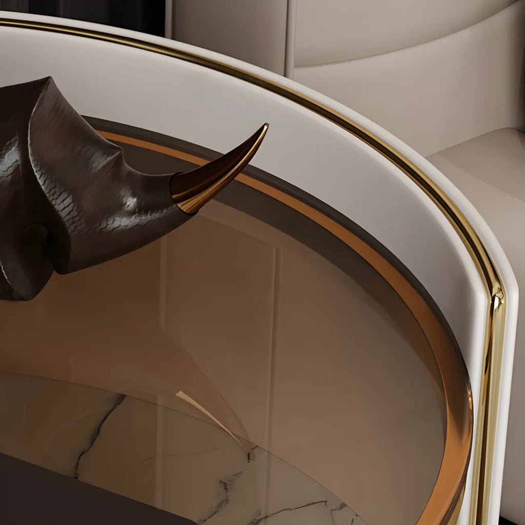 Luxury Glass Top Nightstand with Drawer Storage and Open Cubby
