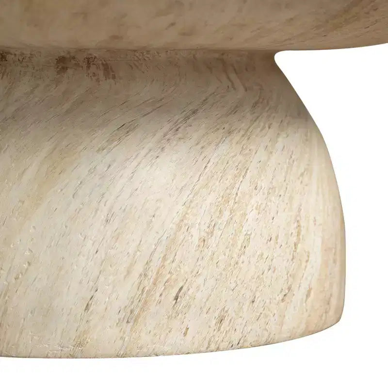 Ronde salontafel met voet van vezelsteen, sculpturale accenttafel voor binnen en buiten met antislipvoetjes