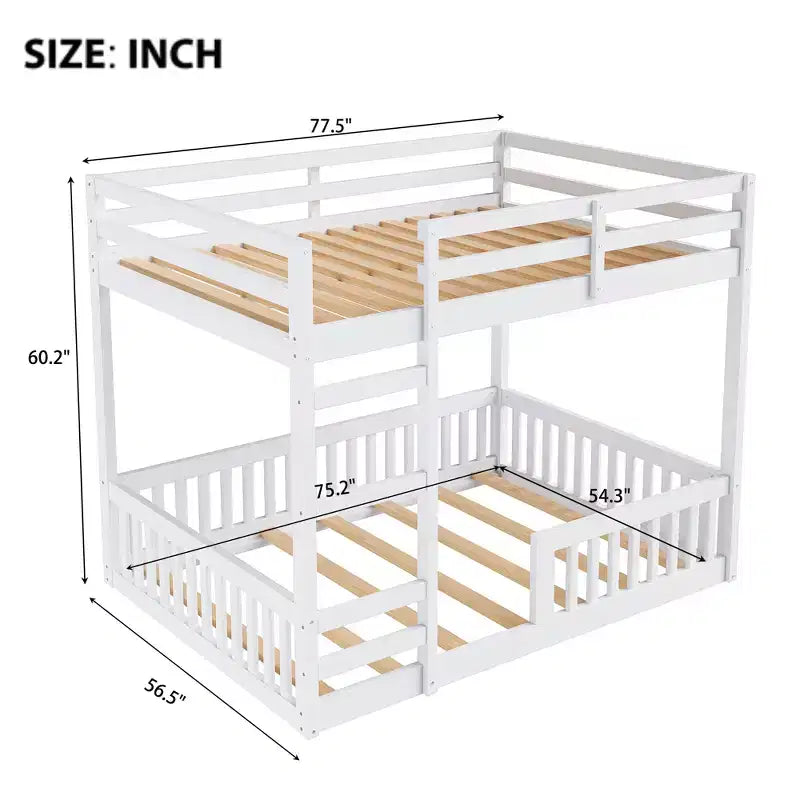 Letto a castello in legno matrimoniale sopra matrimoniale con scala e sponde di sicurezza, letto a castello matrimoniale basso con rete a doghe