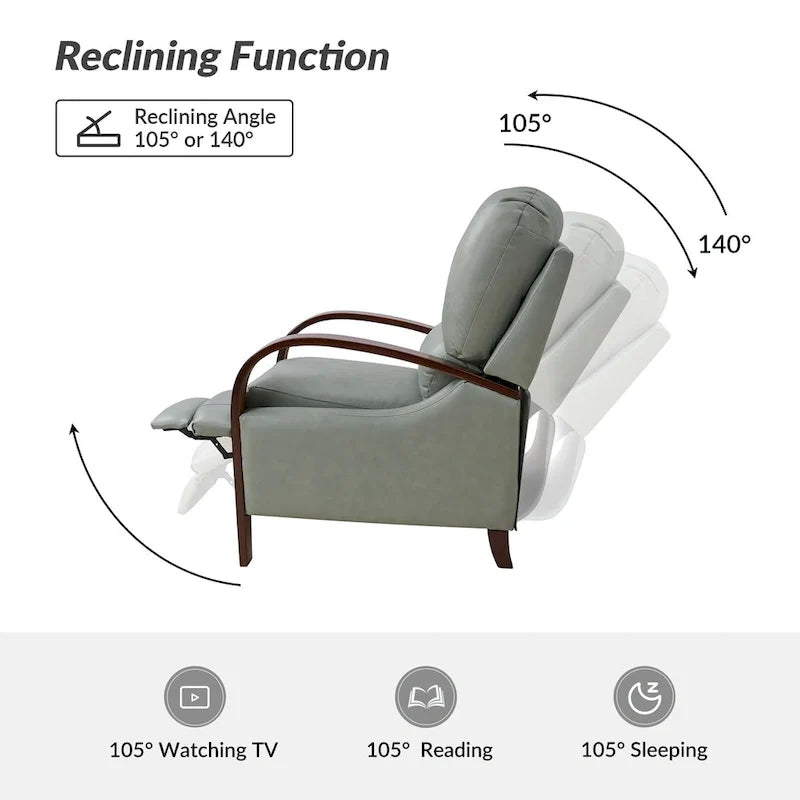 Alex mid-century moderne handmatige relaxfauteuil van echt sigarenkleurig leer met gebogen houten armleuningen