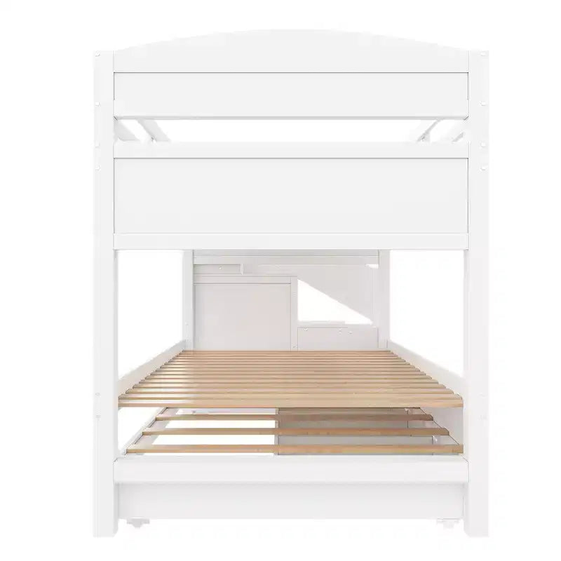 Letto a castello Whisen Twin XL con letto estraibile, contenitore, legno massello, scala contenitore, armadio e 3 cassetti, per bambini