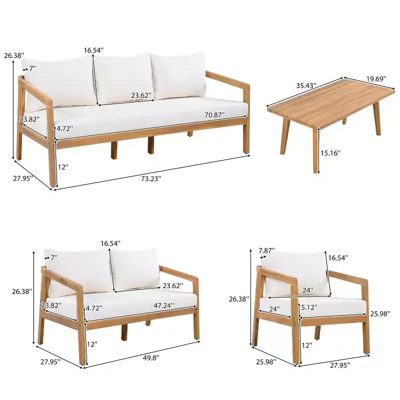 Ensemble de sièges d’extérieur moderne Christopher Knight Home Sunny 5 pièces en acacia, avec table rectangulaire à lattes et 7 places