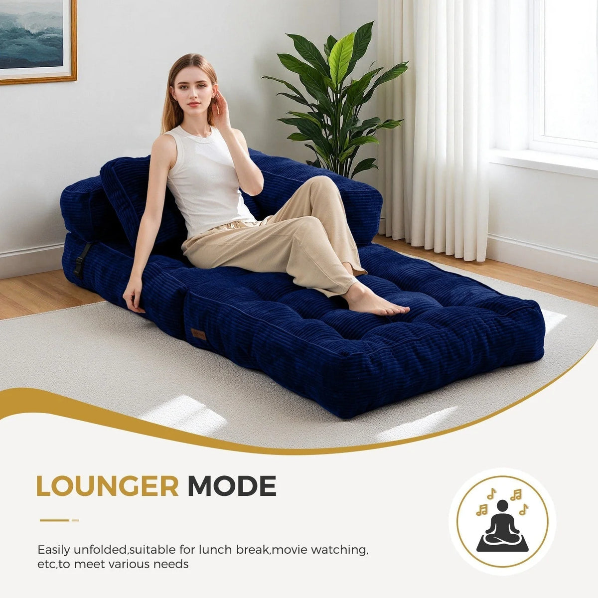 Foldable Sofa Bed,L-Shaped Floor Sofa Couch