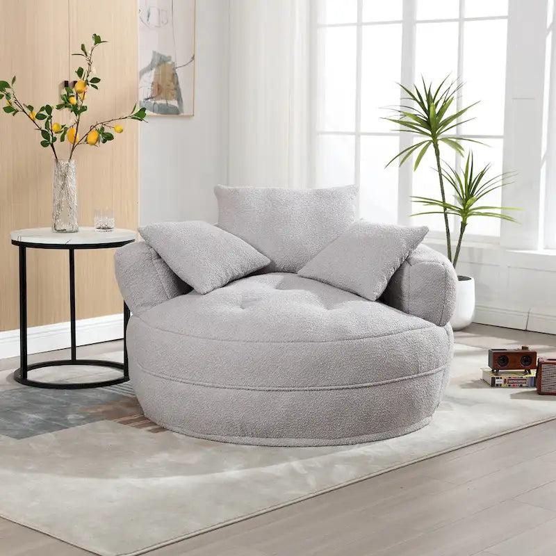 Round Lazy Sofa Chair ¨C White/Blue/Grey/Yellow/Orange/Rose Red/Navy/Green, Single & Couple Seat