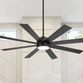 Ventilateur de plafond noir de 65 po à 8 pales avec lumière et télécommande