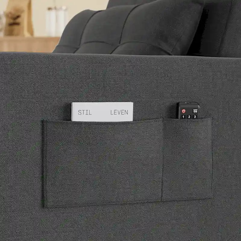 Sofá-cama 3 em 1 com cadeira-cama extraível, sofá-cama convertível, ajustável e dobrável, estofado