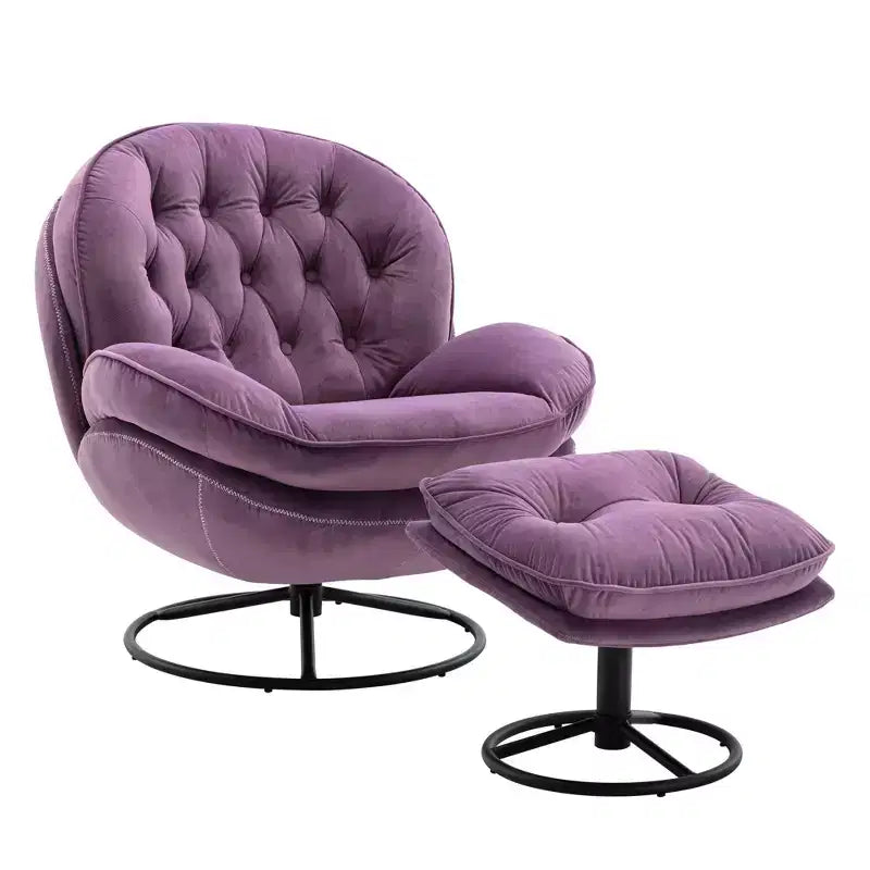 Poltrona de destaque em veludo Okak com repousa-pés, cadeira moderna sem braços para sala de estar, estilo de meados do século, macia e confortável para ver televisão e jogar
