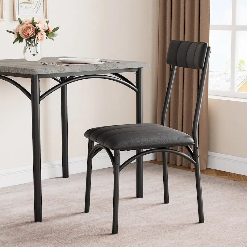 Dining Table Set for 2, Kitchen Table with Upholstered Chairs for 2