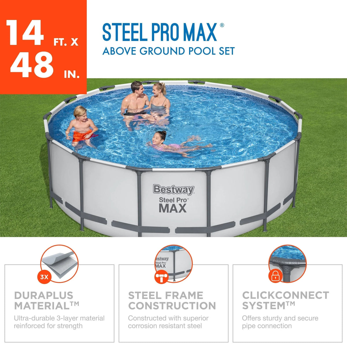 Piscine ronde hors sol Bestway Steel Pro MAX en acier avec pompe et couverture