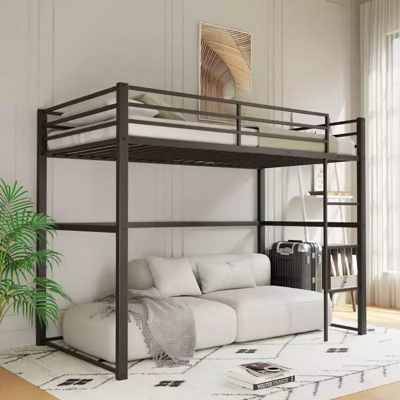 Metall-Hochbett Twin mit Schutzgittern und flacher Leiter