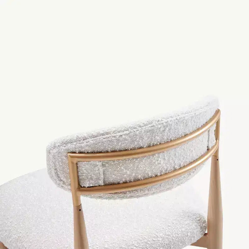 Bouclé-Barhocker ohne Armlehnen, 4er-Set, mit Metallbeinen in Holzoptik für Küche, Wohnzimmer, Restaurant oder Café – Morden Fort
