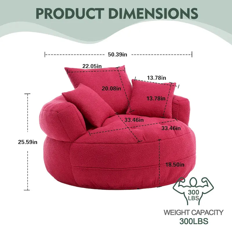 Round Lazy Sofa Chair ¨C White/Blue/Grey/Yellow/Orange/Rose Red/Navy/Green, Single & Couple Seat