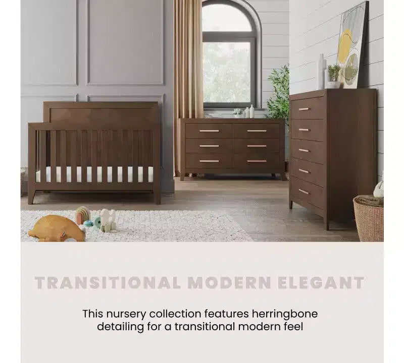 Conjunto de quarto infantil Child Craft Kieran com berço, cómoda dupla e arca, de 3 peças, inclui berço convertível 4 em 1, cómoda e arca