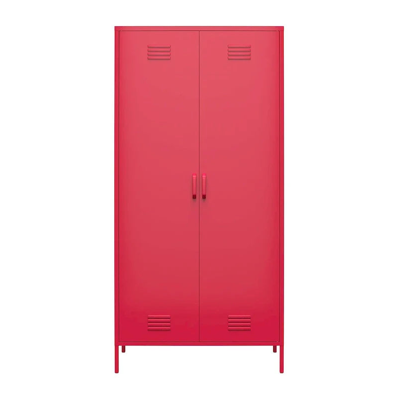 Armadietto metallico alto a 2 ante arancione/rosa, per 1 persona