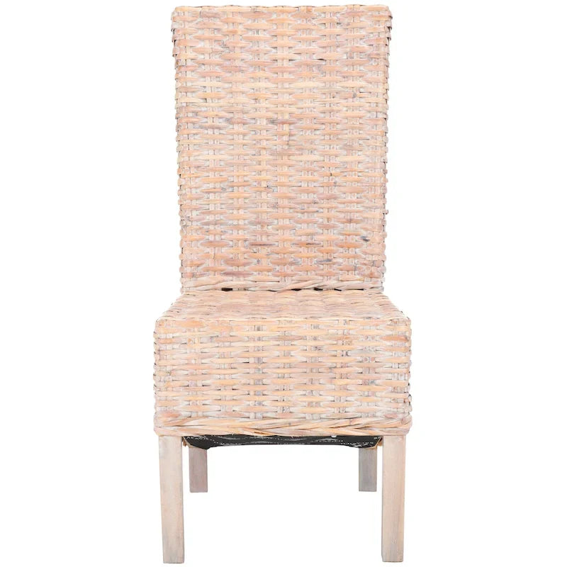 Ensemble de 2 chaises de salle à manger en osier naturel, 19 l x 22 p x 41 h, style bohème côtier
