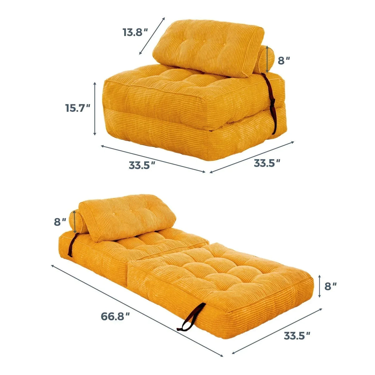 Sofá-cama dobrável de bombazina 8, individual