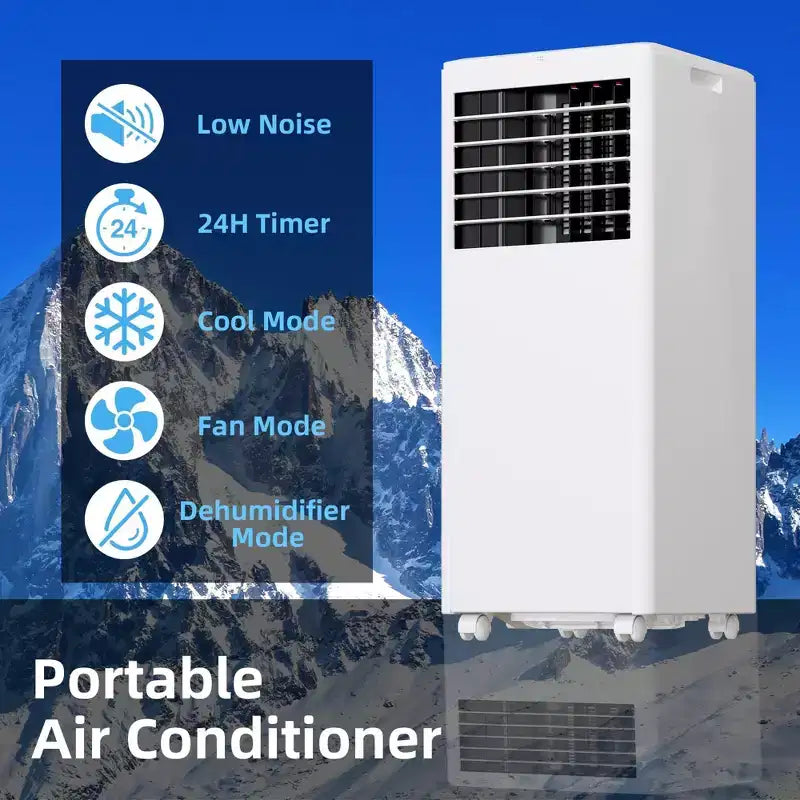 Ar condicionado portátil de 8K BTU - arrefecimento 3 em 1, desumidificador e ventilador para 350 Sq Ft, com modo de suspensão e garantia de 1 ano
