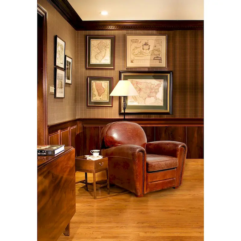Fauteuil club Paris Pasargad Home en cuir véritable, marron
