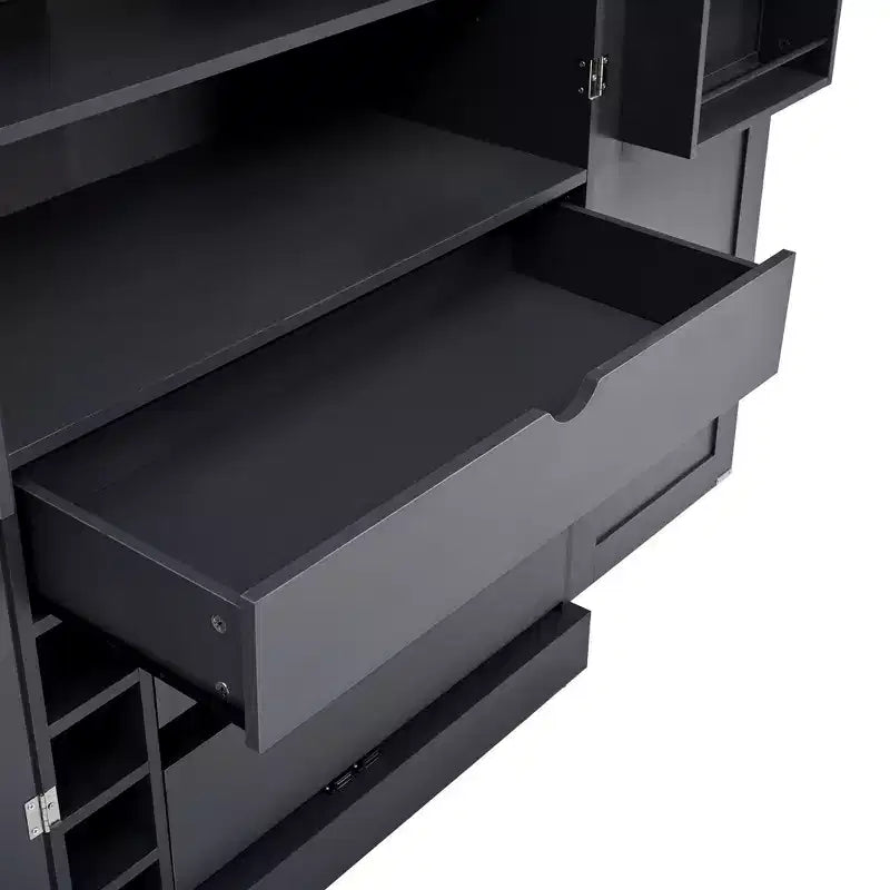 Freistehender 77-Zoll-Küchenschrank, Aufbewahrungsschrank im Landhausstil mit verstellbaren Regalböden, Türablagen, Schubladen und Weinregalen – ModernLuxe