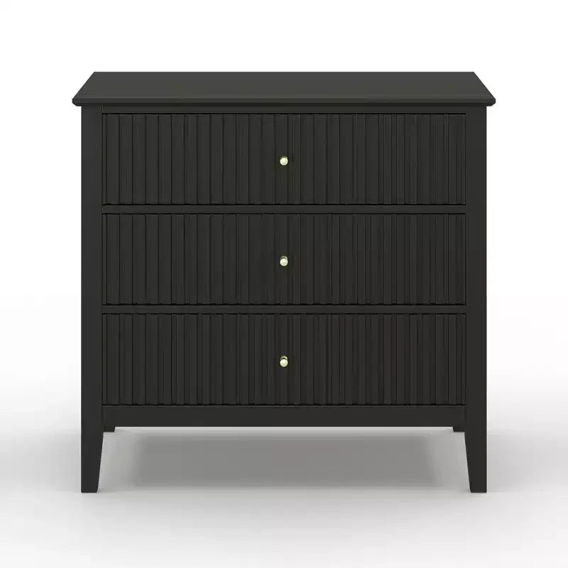 Cómoda Heynemo com 3 gavetas, mesa de cabeceira em madeira pintada com 30 polegadas de altura e arrumação, cómoda larga e moderna com corrediças de esferas