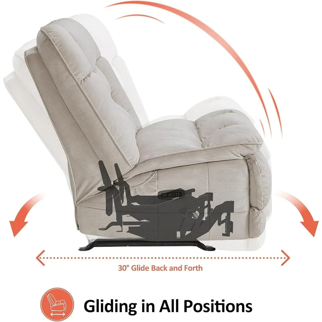 MCombo extra grote elektrische relaxfauteuil met twee motoren en zonder armleuningen, Zeroarms-relaxfauteuil, perfect voor de woonkamer, stoffen bekleding PR607
