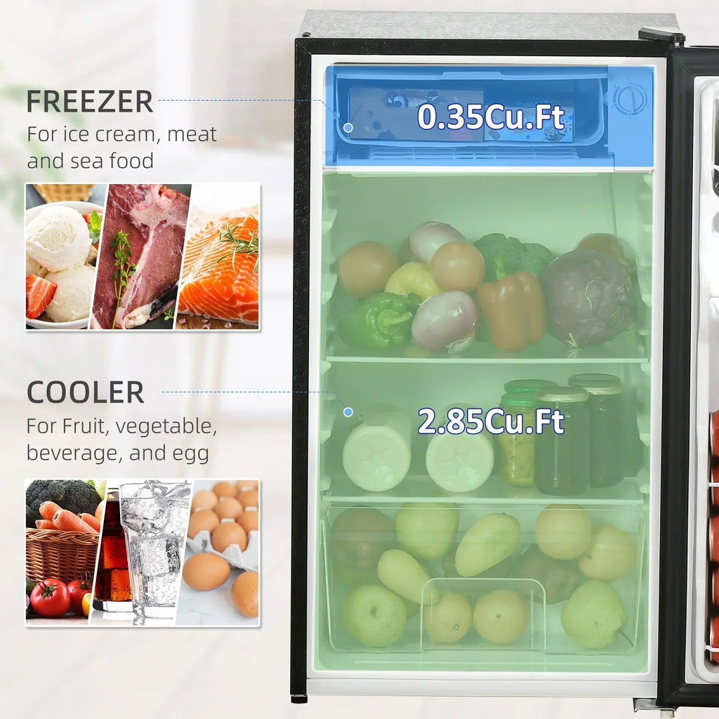 3,2-Kubikfuß-Minibar mit Gefrierfach, kompakter Kühlschrank mit einer Tür und verstellbarem Thermostat für das Schlafzimmer
