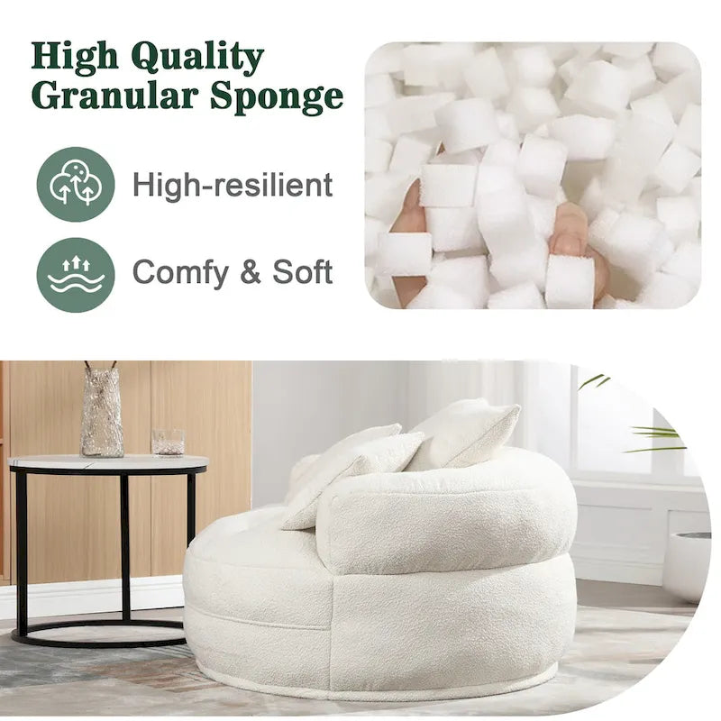 Round Lazy Sofa Chair ¨C White/Blue/Grey/Yellow/Orange/Rose Red/Navy/Green, Single & Couple Seat