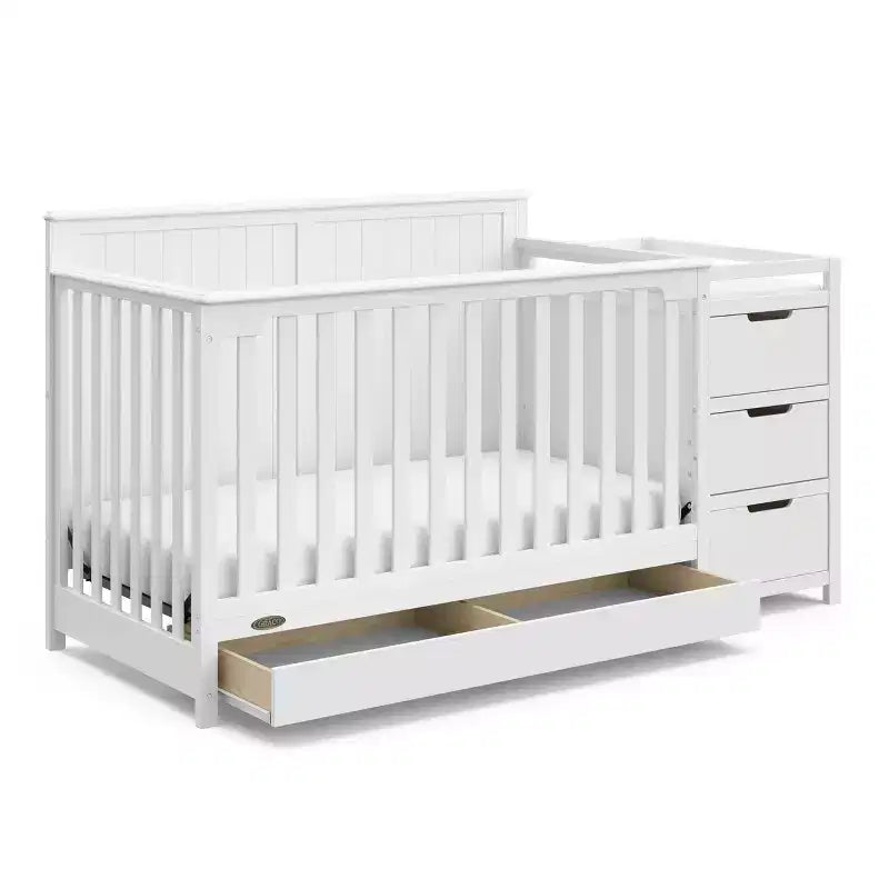 Lit bébé convertible 5-en-1 et table à langer avec tiroir