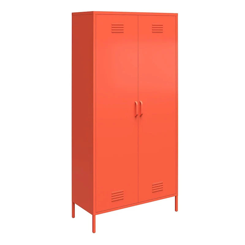 Armadietto metallico alto a 2 ante arancione/rosa, per 1 persona